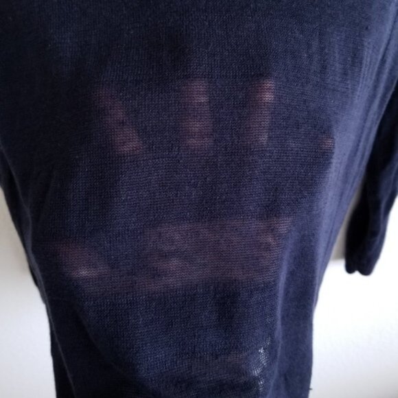 New Vince 100% linen striped semi-sheer boatneck bateau relaxed long sleeve top - Picture 8 of 11